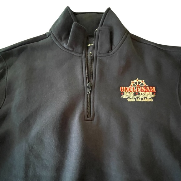 🛳️⚓️NEW Men's Medium Navy Quarter-Zip Sweatshirt Thousand Islands Uncle Sam Tour - Picture 2 of 5